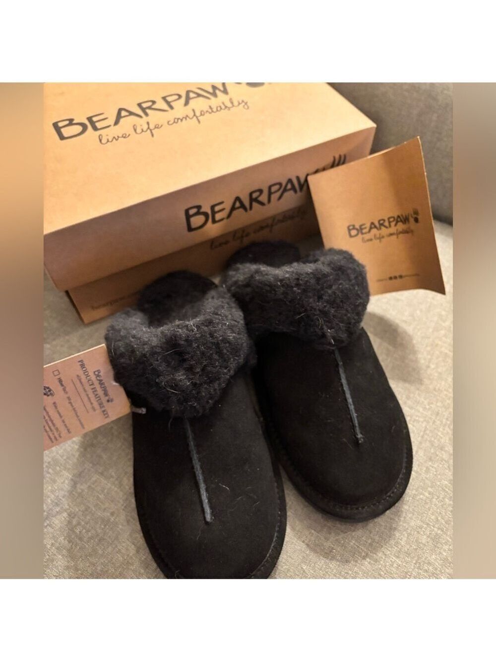 BearPaw Black Cozy Slippers